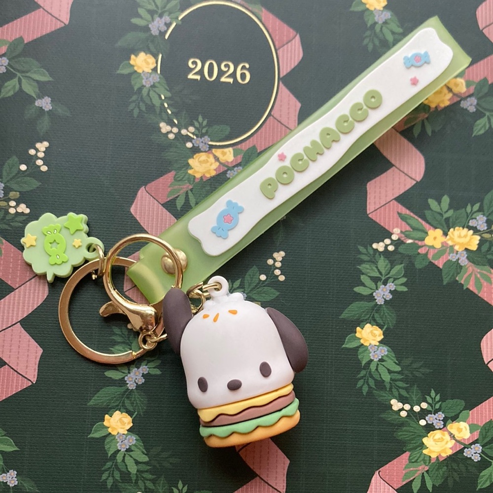 Pochacco as a cheeseburger Keychain
